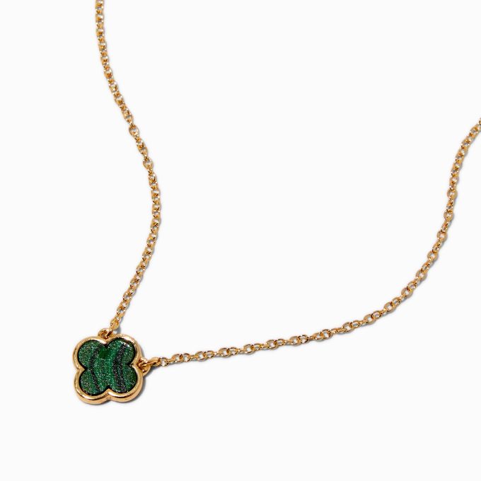 Green Enamel Clover Pendant Necklace