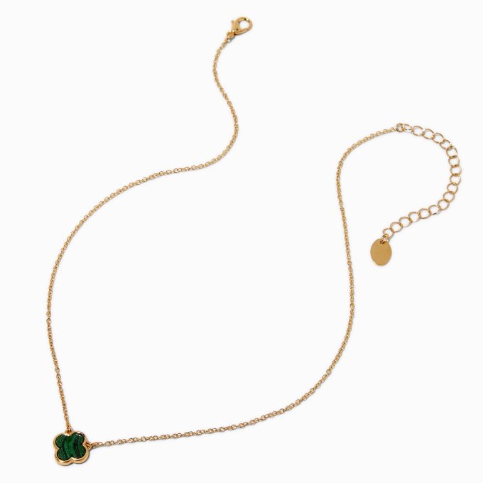 Green Enamel Clover Pendant Necklace