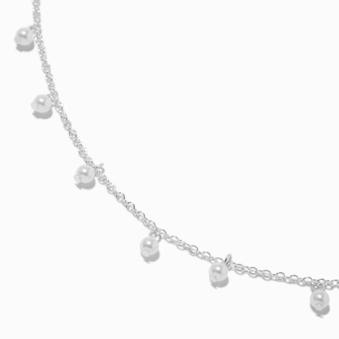 White Pearl Confetti Charm Necklace