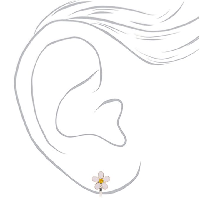 White Daisy Clip-On Earrings