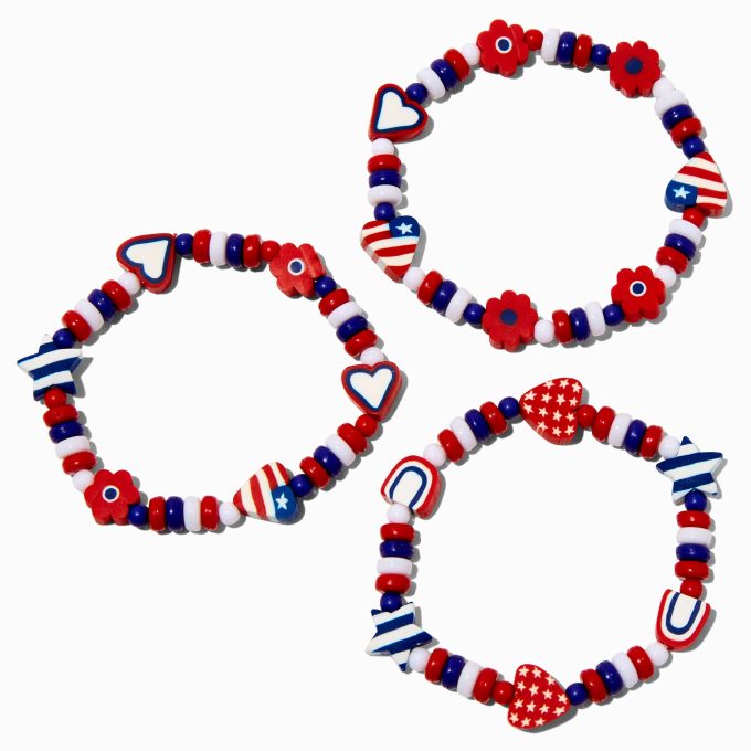 Stars & Stripes Beaded Stretch Bracelets - 3 Pack