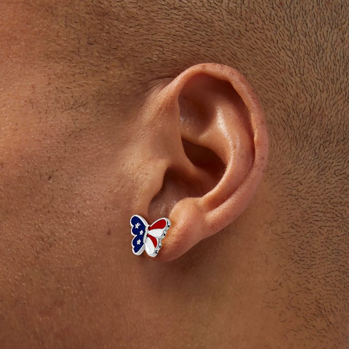 Stars & Stripes Butterfly Stud Earrings