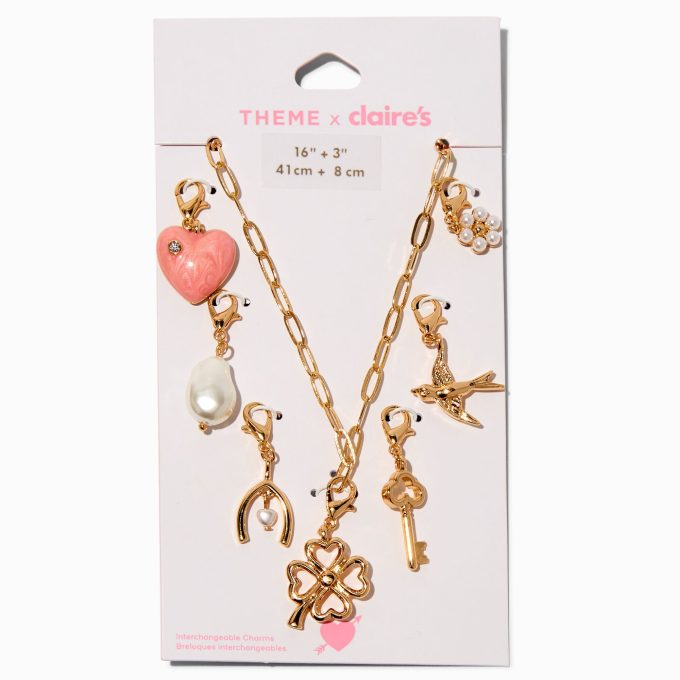 T H E M E x Claire's Gold-tone Paperclip Chain Lucky Charm Necklace