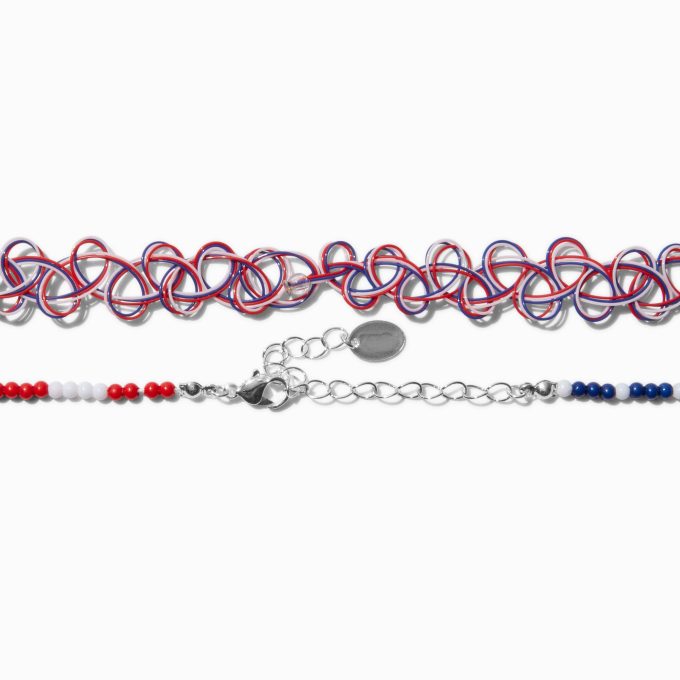 Stars & Stripes Butterfly Choker Necklaces - 2 Pack