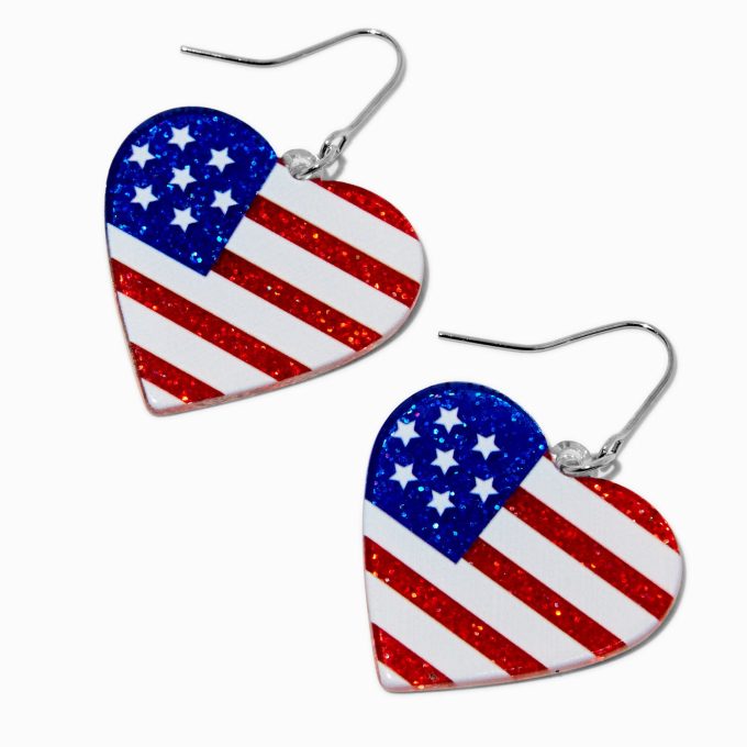American Flag Heart Drop Earrings