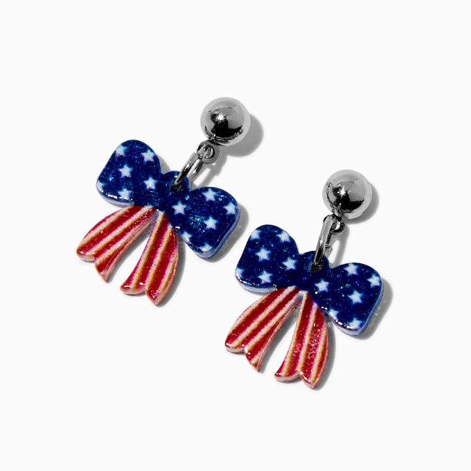American Flag Bows Drop Earrings
