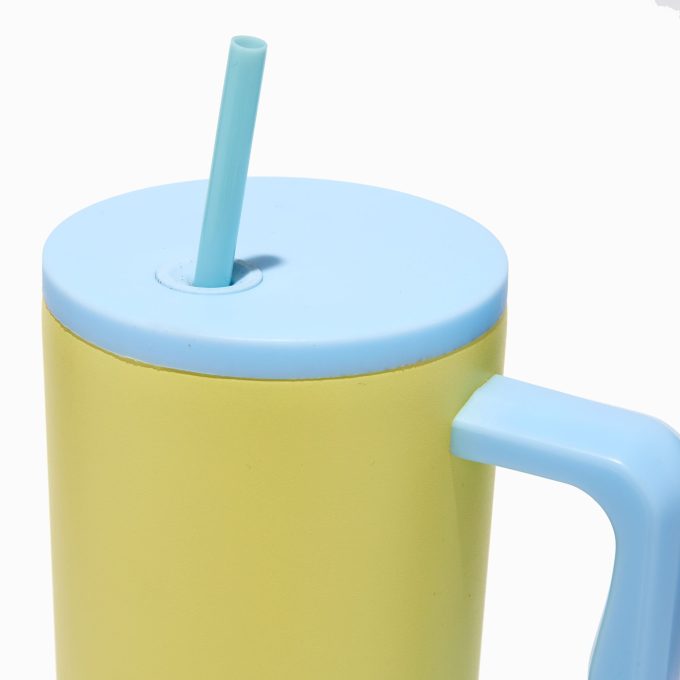 Yellow Colorblock Stainless Steel Handled Tumbler