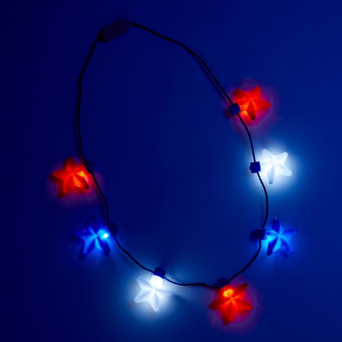 Stars & Stripes Red, White, & Blue Stars Light-Up Necklace