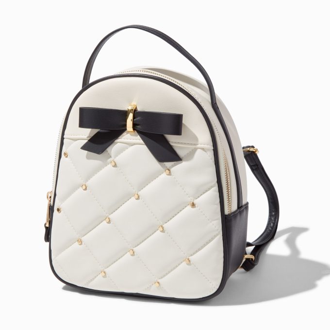 Bow & White Quilted Coquette Small Backpack