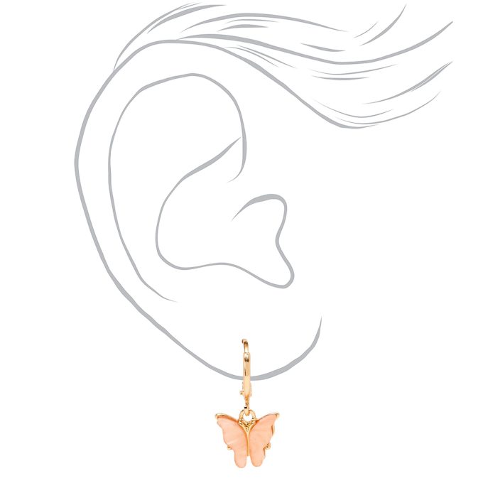Pink Butterfly 10mm Hoop Earrings