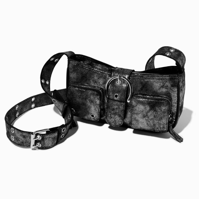 Silver Metallic Crossbody Bag