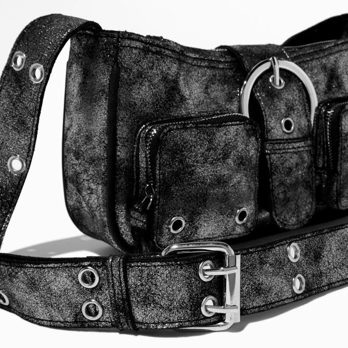 Silver Metallic Crossbody Bag