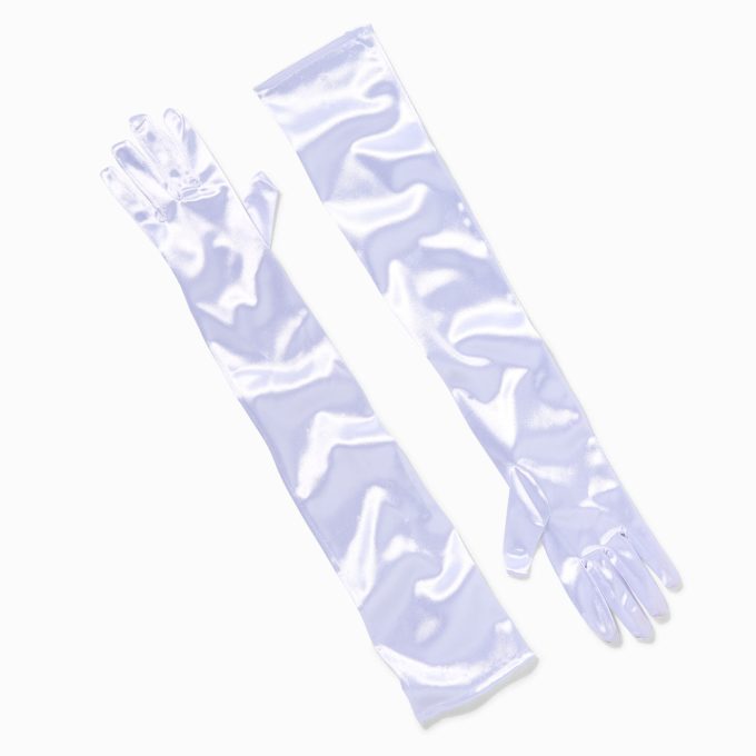 White Satin Long Gloves