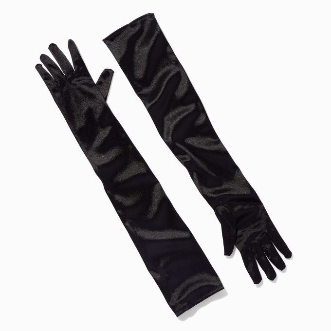 Black Satin Long Gloves