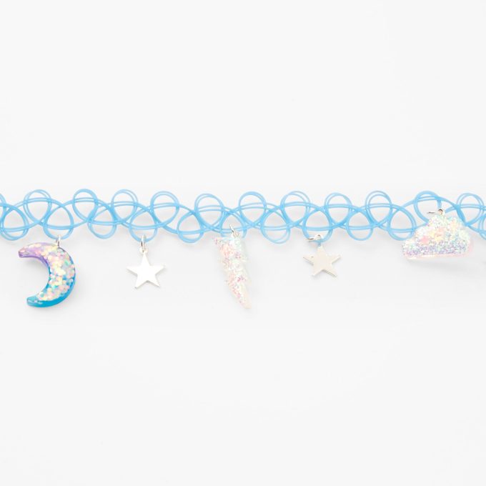 Celestial Icons Tattoo Choker Necklace - Blue