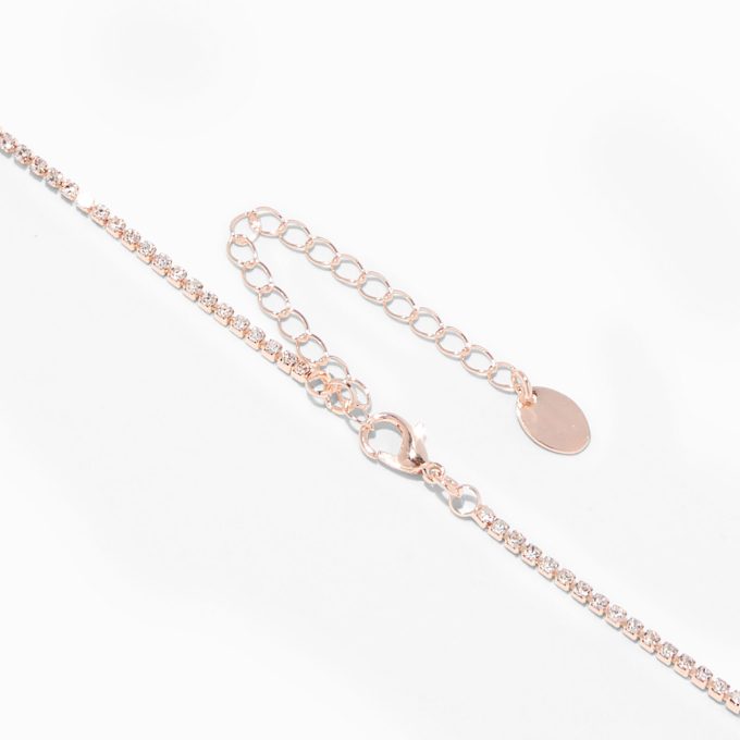 Rose Gold Crystal Scalloped Shirt Neck Jewelry Set - 2 Pack