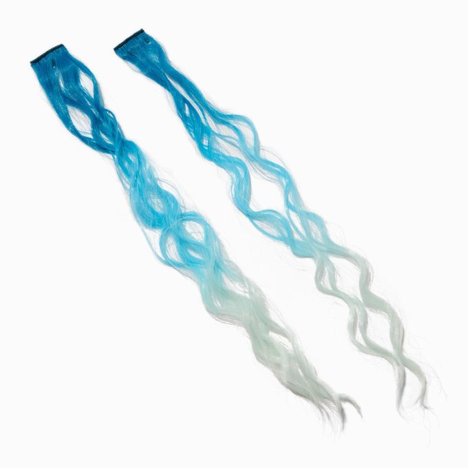 Blue Ombré Curly Faux Hair Clip In Extensions - 2 Pack
