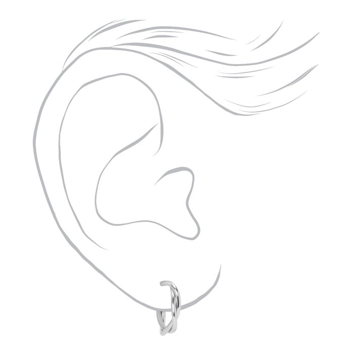Silver-tone Textured Earrings Set - 6 Pack