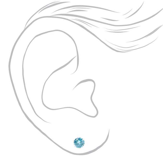 Turquoise Cubic Zirconia 5mm Round Stud Earrings