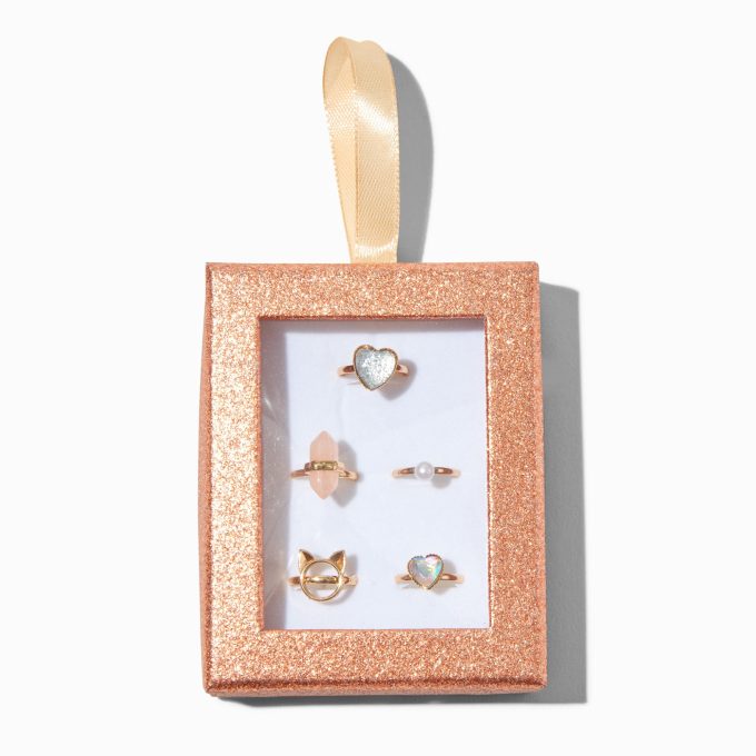 Claire's Club Gold-tone Box Rings - 5 Pack