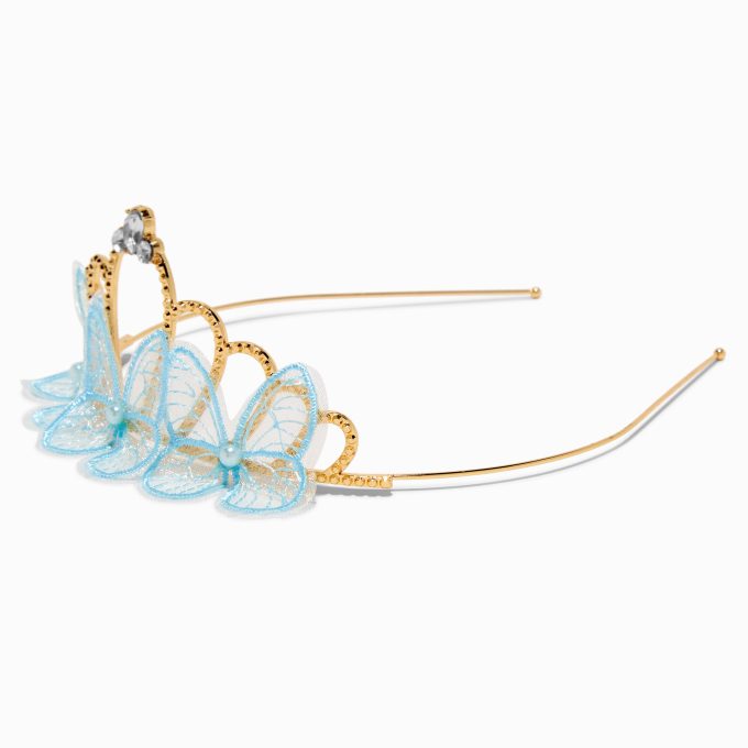 Claire's Club Blue Butterfly Gold-tone Tiara