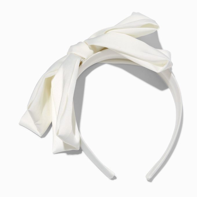 White Silky Knotted Bow Headband