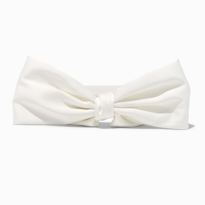 White Silky Knotted Bow Headband
