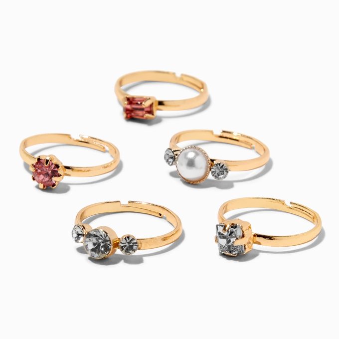Claire's Club Special Occasion Gold-tone Rings - 5 Pack