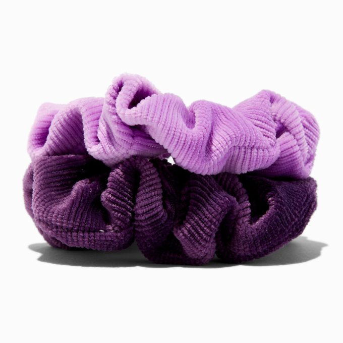 Purple Ribbed Hair Scrunchies - 2 Pack