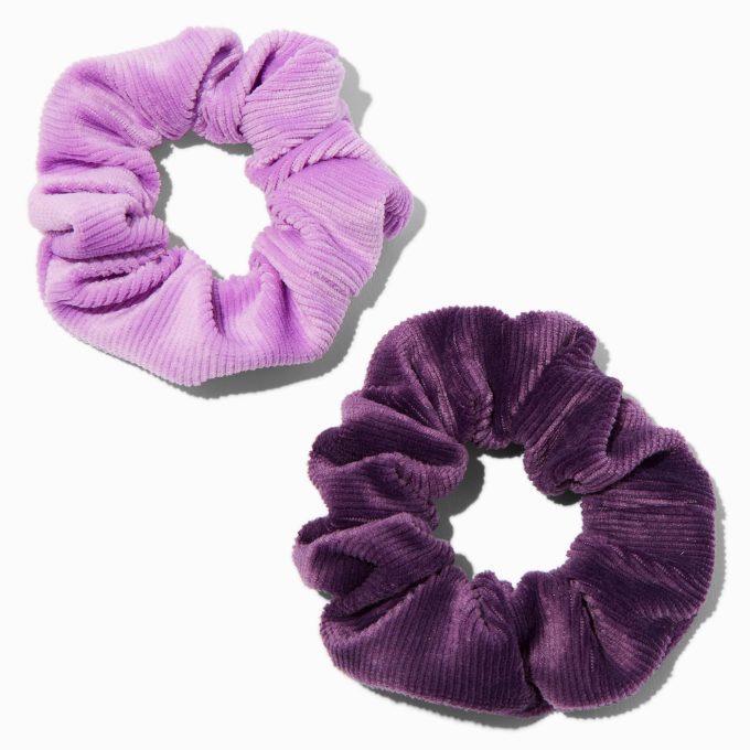 Purple Ribbed Hair Scrunchies - 2 Pack