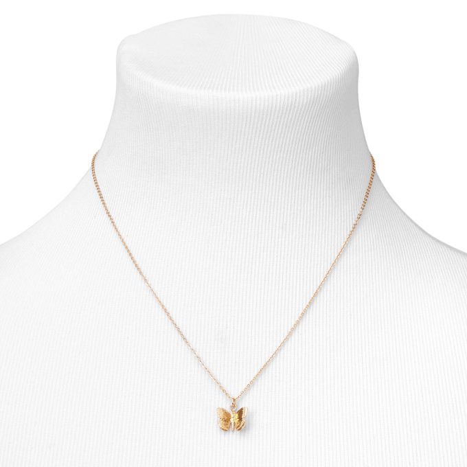 Gold-tone 3D Butterfly Pendant Necklace