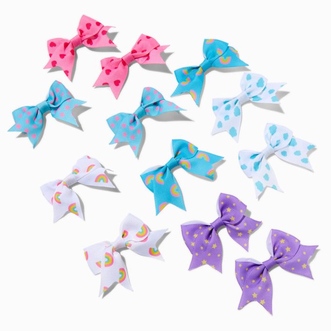 Claire's Club Printed Mini Hair Bow Clips - 12 Pack