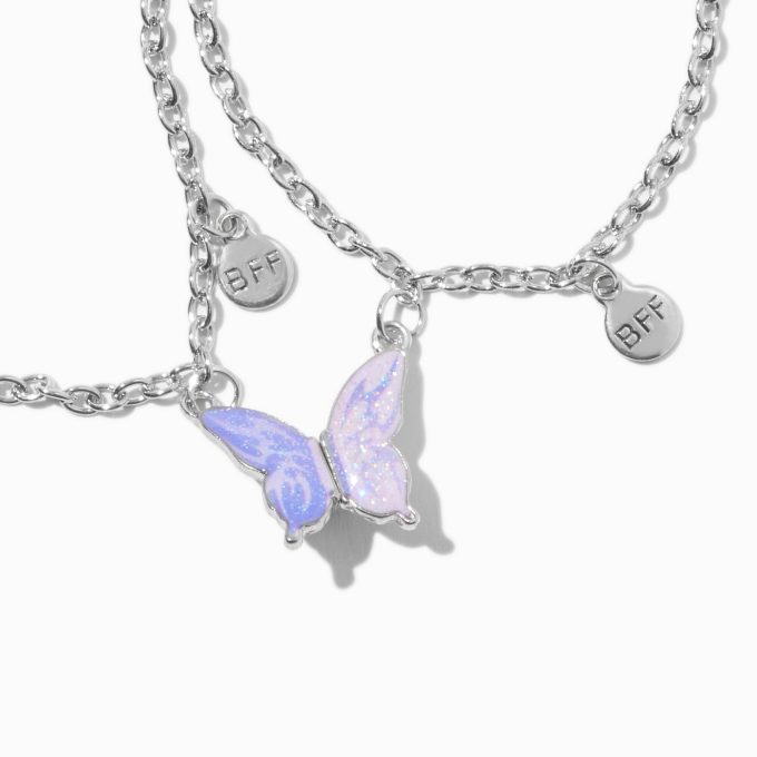 Best Friends Silver-tone Split Butterfly Charm Bracelets - 2 Pack