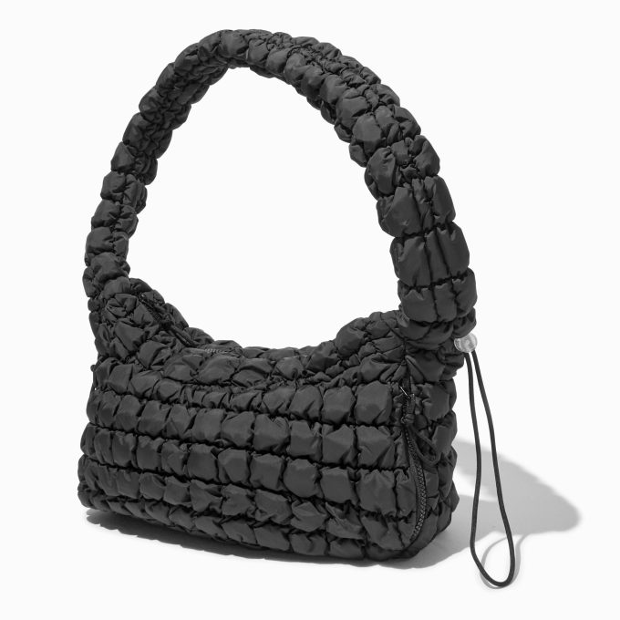 Black Puffy Sling Shoulder Bag