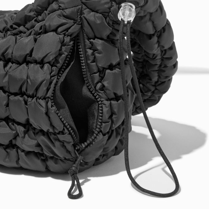 Black Puffy Sling Shoulder Bag