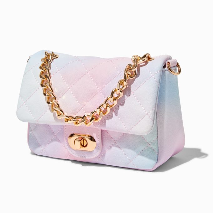Quilted Pastel Ombré Dual Strap Crossbody Bag