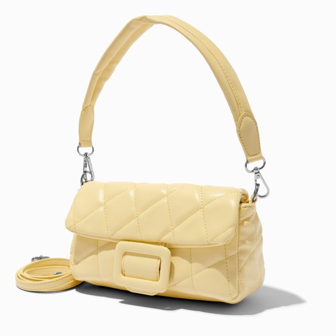 Quilted Yellow Puffy Shoulder Bag