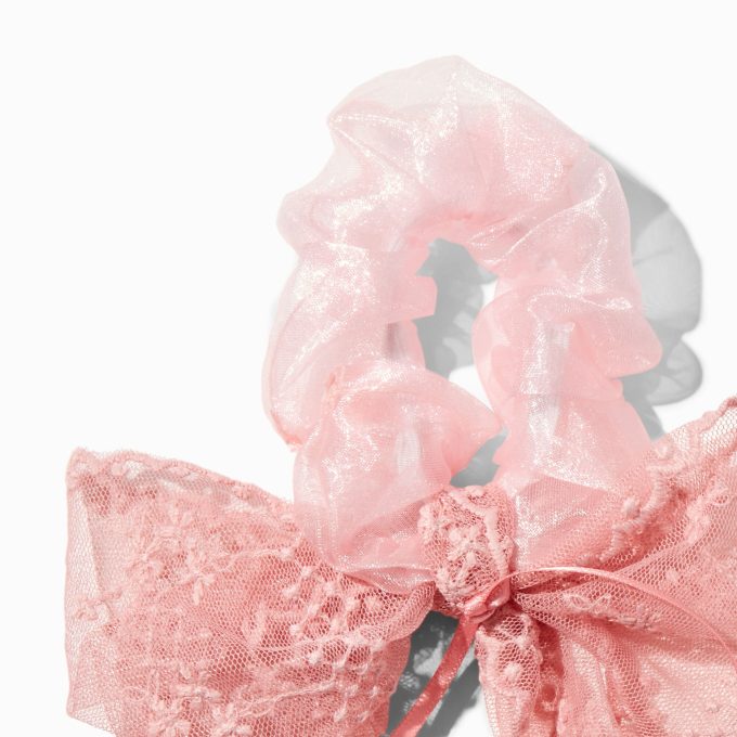 Blush Pink Lace Bow Hair Scrunchie