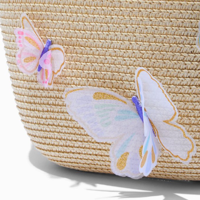 Claire's Club Butterfly Straw Tote Bag
