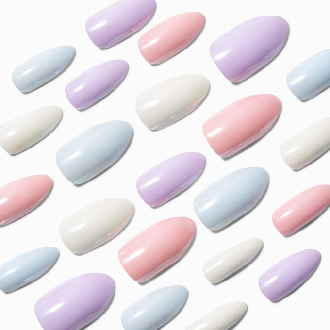 Pastel Chrome Stiletto Vegan Faux Nail Set - 24 Pack